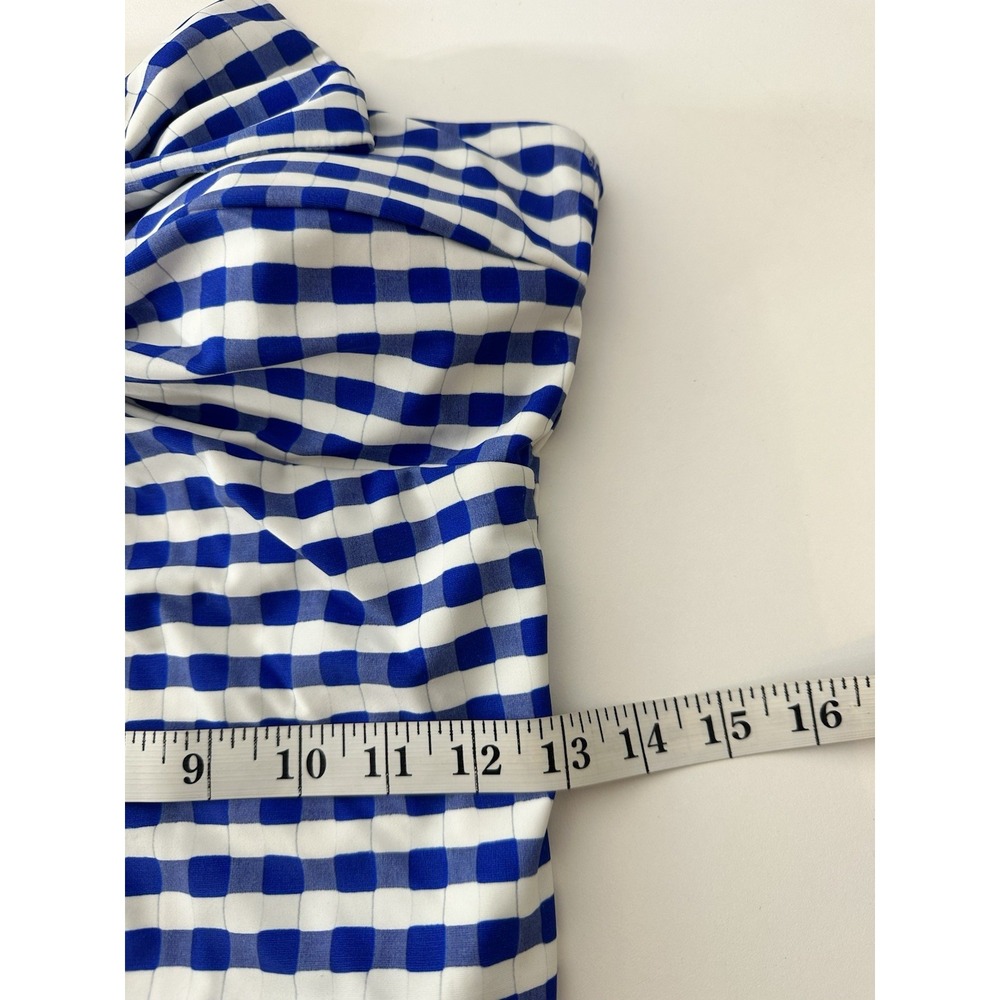 New Milly Womens Jacquard Cottage Bow Blue Gingham One-Piece Swimsuit Large - Picture 11 of 14